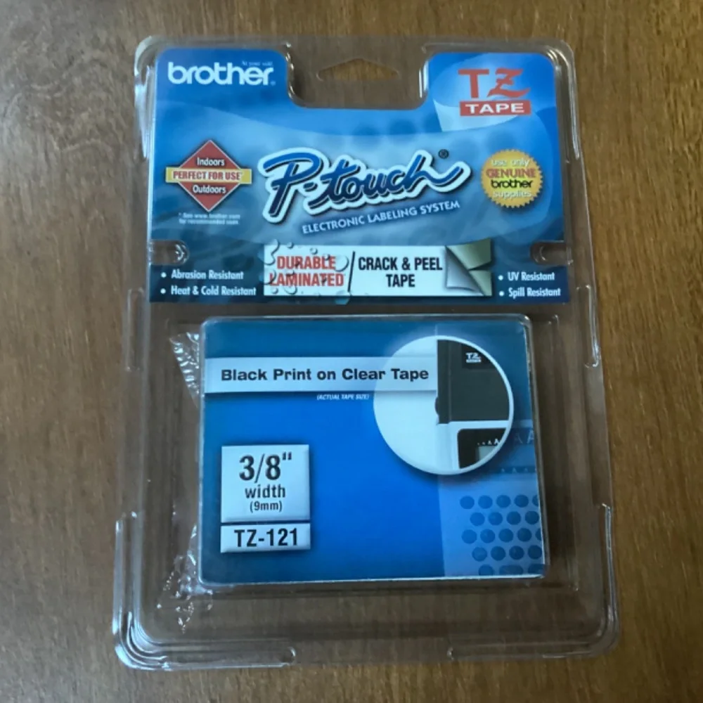 Brother TZ-121 P-touch Electronic Labeling System Tape 3/8” width (9mm)